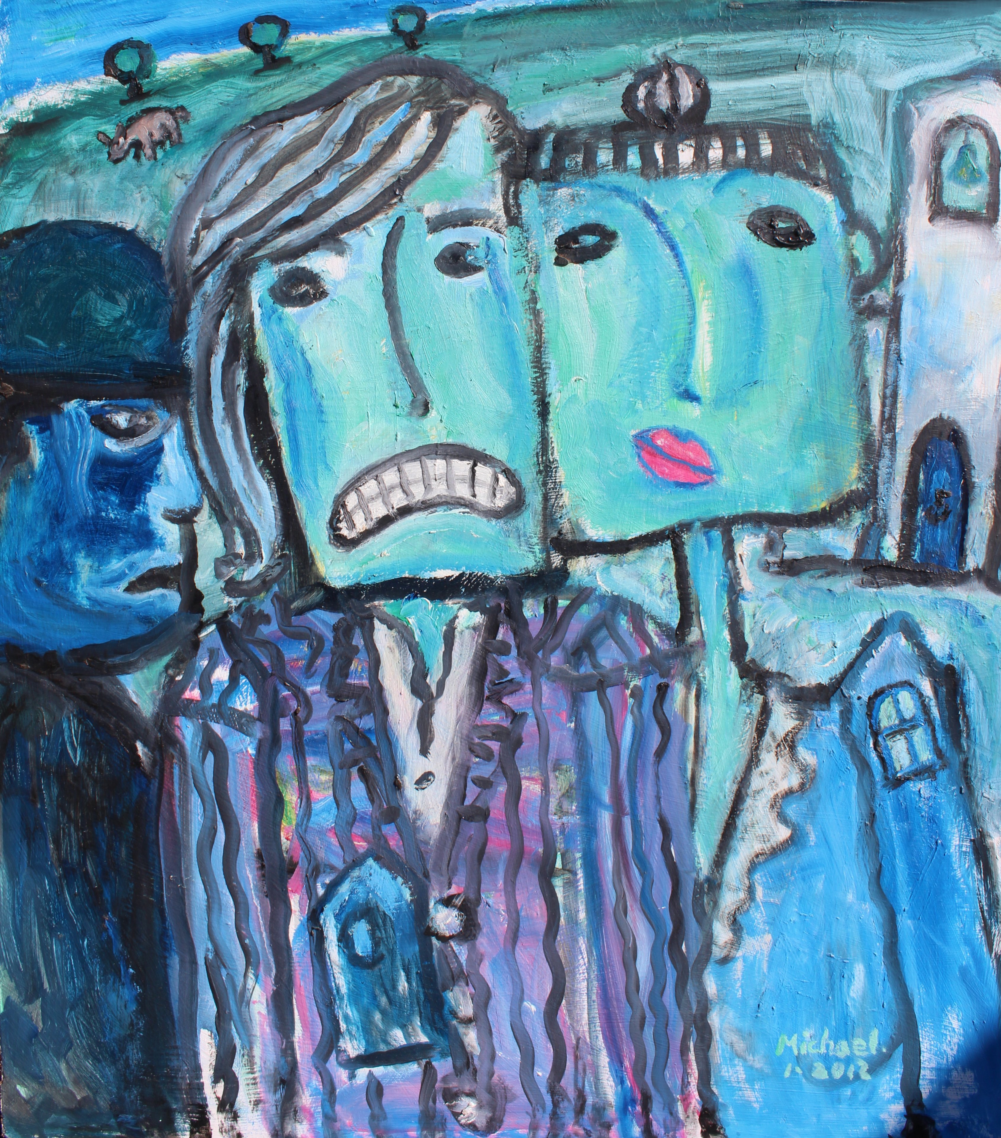 129 Michael Sarjeant - Blue couple and bad man